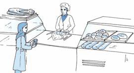2. In der Bäckerei 2. a - Guten Tag, Frau Alawi! - Guten Tag, Herr Karimi! Bitte, ein Brot.