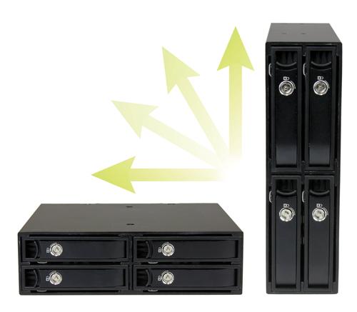 Das Backplane kann entweder vertikal oder horizontal montiert werden, um einen fehlerfreien Einschub und maximale Kompatibilität mit Servern oder Desktopcomputern zu gewährleisten.