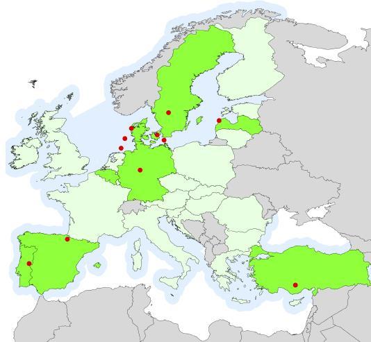 Standorte der geplanten Experimente EU-Staaten NEWA-Partner Offshore-Gebiet Standorte der Experimente Quelle: