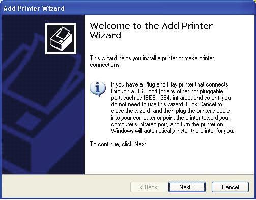 8. Klicken Sie auf Add New Printer, um den Windows Add Printer Wizard.