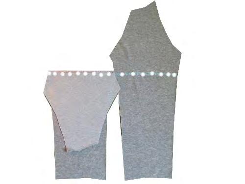 Attach rib knit (cuff fabric) or jersey knit to the pocket openings. (1.5 inches wide, fold (left sides facing) in half.