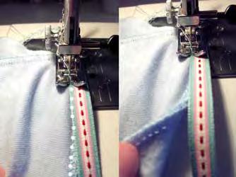 The elasticity is different with different quality fabrics. Fold the cuffs (left sides facing), the holes line up exactly on top of each other. Now stitch around the holes so they are joined.