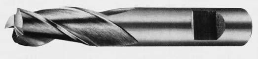Bohrnutenfräser Kat.-Nr. 238 aus HSS/E - kobaltlegiert, lang, Zylinderschaft mit seitlicher Mitnahmefläche DIN 1835, 3 Zähne DIN 327, Form D, 1 Zahn über Mitte schneidend.