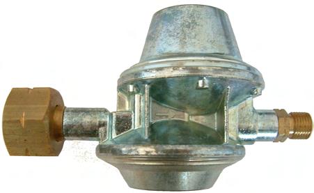 Bauform eines Druckregelgerätes mit Überdrucksicherheitseinrichtung Nur für Flüssiggasflaschen mit einem Füllgewicht bis 14 kg zulässig.
