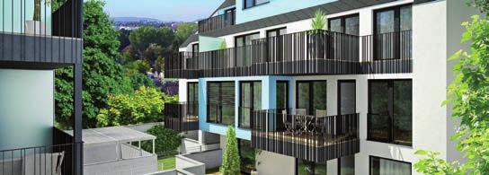 zehn Wohneinheiten und sechs im Gartentrakt angeordnete Reihenhäuser allesamt ausgestattet mit großzügigen Balkonen, Terrassen und Eigengärten sorgen gemeinsam für eine perfekte Lebensqualität auf