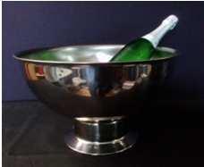 Champagner- Sektkühler, Edelstahl mit dekorativem Glashalter