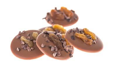 Schokoladentaler aus Vollmilchschokolade verfeinert mit gerösteten Kakaobohnen und