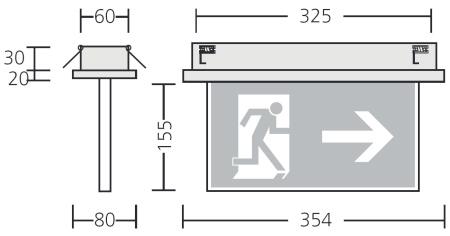 Not- und Hinweisleuchte für Deckeneinbau Bestückung 2 Watt LED 6 Watt 8 Watt Gehäusefarbe lt. Farbcode Ausführung für Zentralversorgung 28.111.02.Z- 29.111.06.