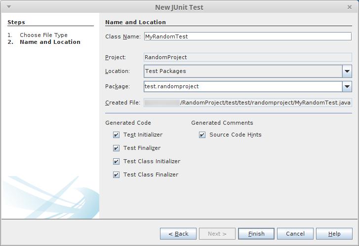 JUnit Erster Test in NetBeans (2) Neuen Test anlegen Name der Test-Klasse Verzeichnis des