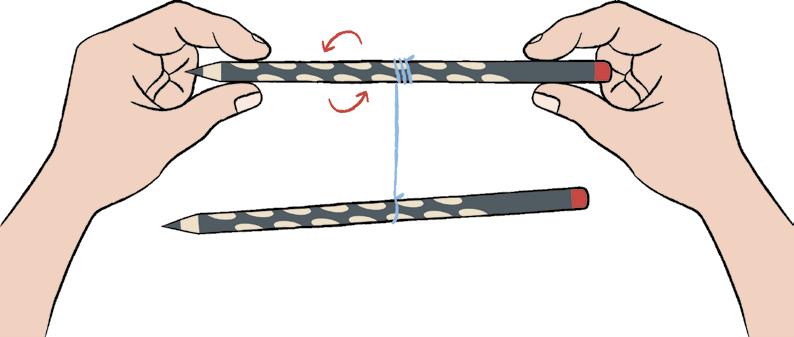 Lockerungsübung: Aufdrehen Das brauchst du: >2 Stifte > 1 Faden (ca.