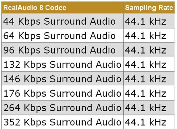 2.5 Surround Sound Codecs Dieser Codec behält den beim Kodieren bestehenden Mehrkanal. Bei der Anwendung von vier Tonkanälen oder dem 5.1 Kanal (Surround Sound 5.