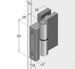 Angular L L - Linksanschlag mit Hebe-Senk-Funktion - für 8 mm Glasstärke (mit Schraube 1100A-6 auch 6 mm) -
