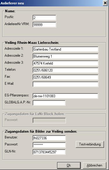 Software Einstellungen (5/7) BLUCom Sie benötigen für Ihre BLUCom Einstellungen die folgenden drei Daten, die Sie in das Feld Zugangsdaten für Bilder zur Veiling Rhein-Maas senden : eintragen müssen!