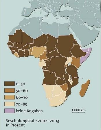 Ziel 2: Primärschulbildung für alle (2/2) zeigt drastische Lage in Afrika Werte der vorigen