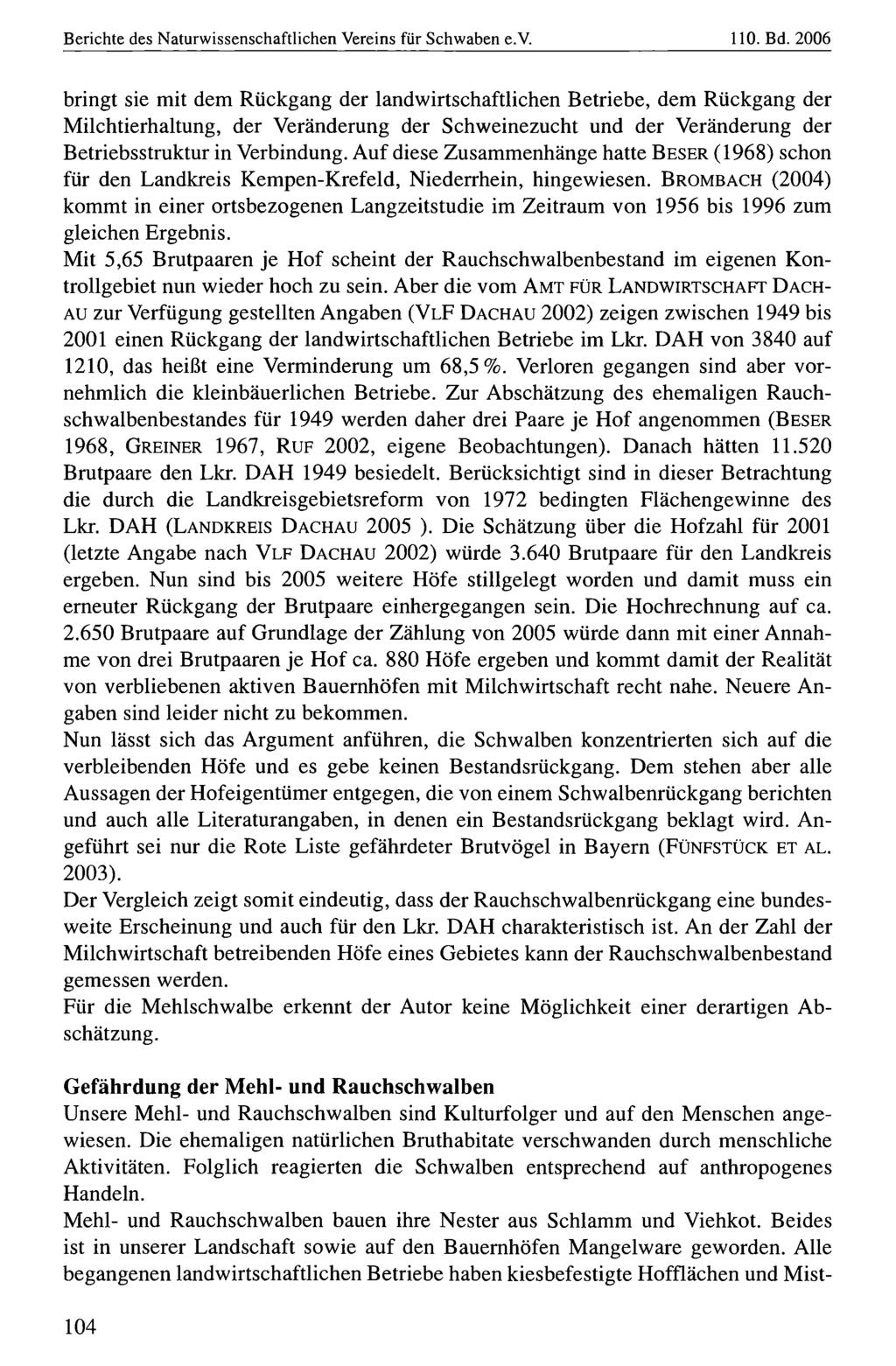 Berichte des Naturwissenschaftlichen Naturwissenschaftlicher Vereins für für Schwaben, download e.v. unter www.biologiezentrum.at 110. Bd.