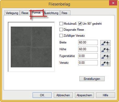 Tipp: Wenn Sie die Fliesen oder die Ausrichtung der Fliesen nachträglich ändern möchten, gelangen Sie mit einem Doppelklick in den Fliesendialog.