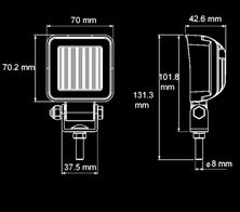 gemessen Leuchtmittel Lichtmuster 9-36V IP69K Open end 80 mm 15 x 15 x 54 mm 6 x LED 18 W 1400 / 1000