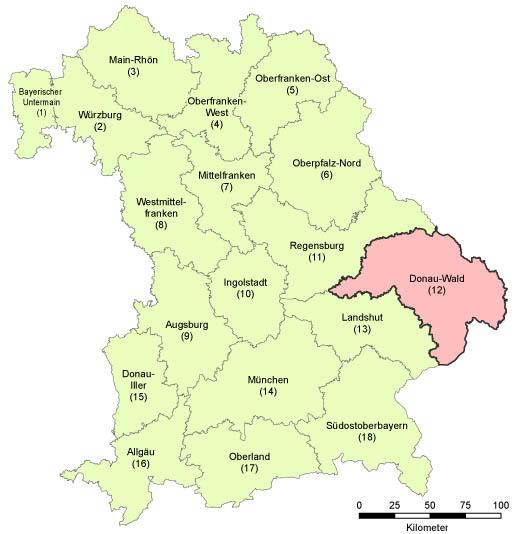 Fachbeitrag zum Landschaftsrahmenplan der Region Donau-Wald (12) Kapitel 2 Abbildung 1: Planungsregionen in Bayern 2 Die in den Raumordnungsplänen (Landesentwicklungsprogramm und Regionalpläne)