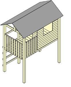 Spielhaus Ronja Bausatz mit Bodenbrettern 21 mm stark, Unterbau aus Kantholz 9 x 9 cm,