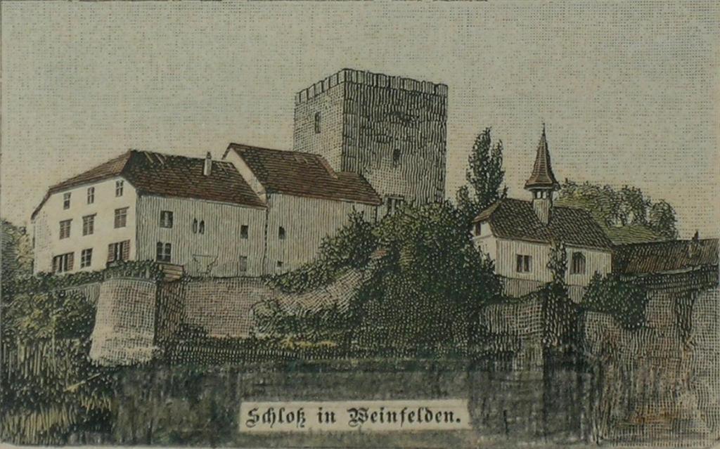 Gerahmt Bild: H: 11.9, B: 12.3 cm Inv.Nr. 521 Ansicht: Weinfelden. Schloss.