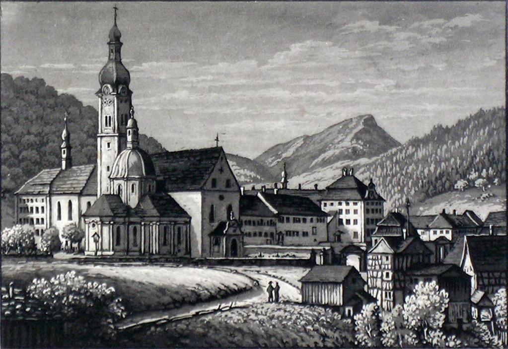Inv.Nr. 564 Ansicht: Fischingen. Kloster. Blick von Nordwesten, mit Teilen Dorfs.