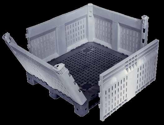 Aufbau in variabler Bauhöhe Das KitBin System basiert immer auf einer System-Kunststoffpalette mit Krallen am äussersten Rand.