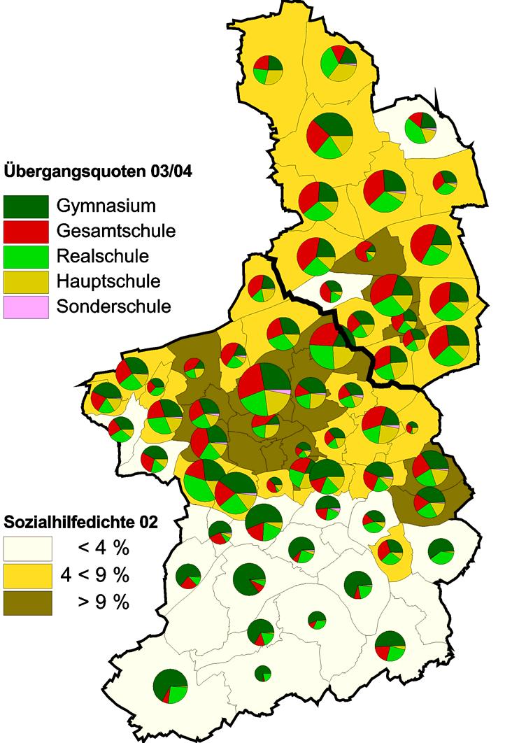 Übergangsquoten zu den weiterführenden Schulen in Essen und Gelsenkirchen 03/04 (nach