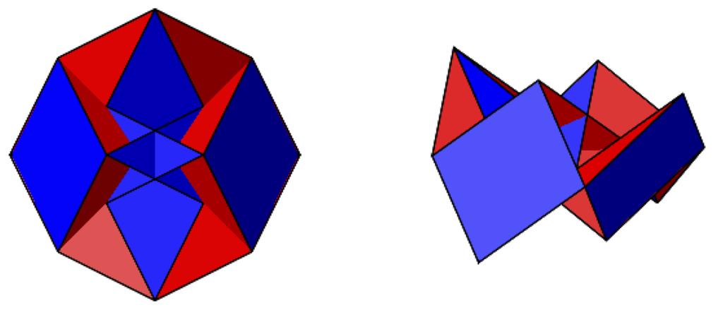 Hns Wlser: Rhombenfiguren 8 / 1 Die Abbildung 8 zeigt ds zugehörige räumliche Modell. Abb. 8: Räumliches Modell 5 Qudrte In der Abbildung 4 erkennen wir uch cht Qudrte.