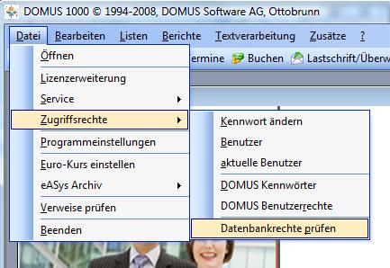 DOMUS1000 Mögliche Probleme umgehen Bevor Sie die Synchronisierung im DOMUS 1000-32 Bit 2003 verwenden, starten Sie bitte das DOMUS1000-32 Bit 2003 und führen Sie bitte aus dem Startfenster das Menü