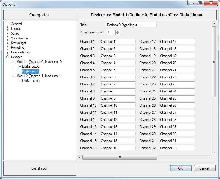 6.2. Digital Input Im Setup für die digitalen Eingänge kann für jedes Formular ein Name vergeben werden, welche im Fenster- bzw. Tabulatortitel angezeigt wird.