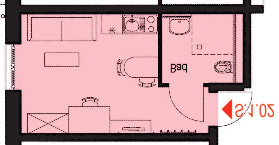 Apartmentgrundrisse 1./2./3. OBERGESCHOSS Apartment S.1.02 1 Zimmer - ca. 20 m² Wohnfläche Wohnen/Schlafen ca. 16,26 m² Bad ca. 4,11 m² Gesamt ca.