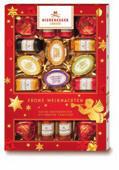 The red world of Christmas in a glamorous design and festive recipes: cinnamon, baked apple,