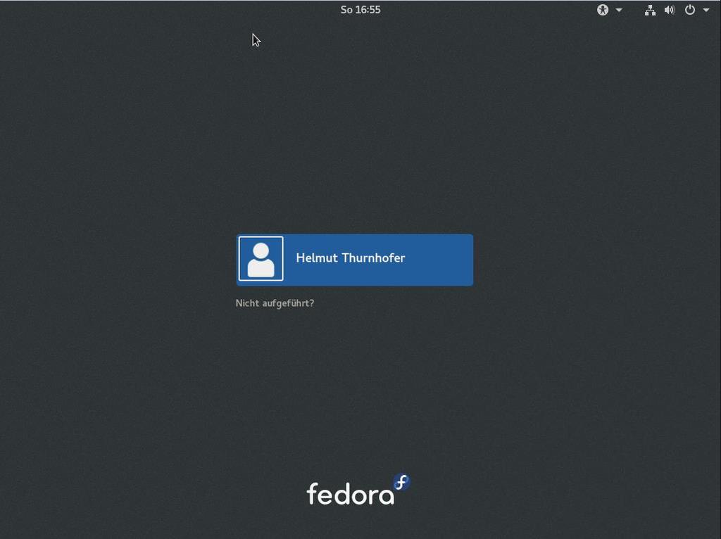 Erste Login in Fedora 24 Workstation Nach dem ersten Login kommen