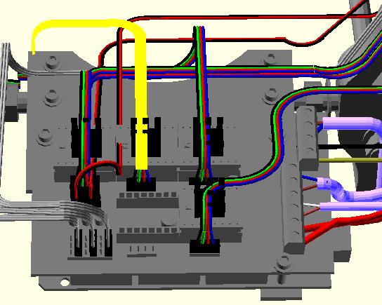 Anschluss des Y Motors an der Elektronik Stecken Sie das Kabel in den mittleren Motoranschluss der Elektronik wie im obigen Bild mit dem hervorgehobenen