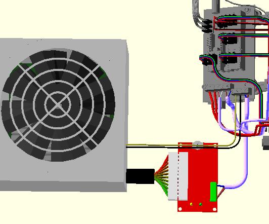 Der Thermistor des beheizten Druckbetts wird, wie im obigen Bild gezeigt, an die Elektronik