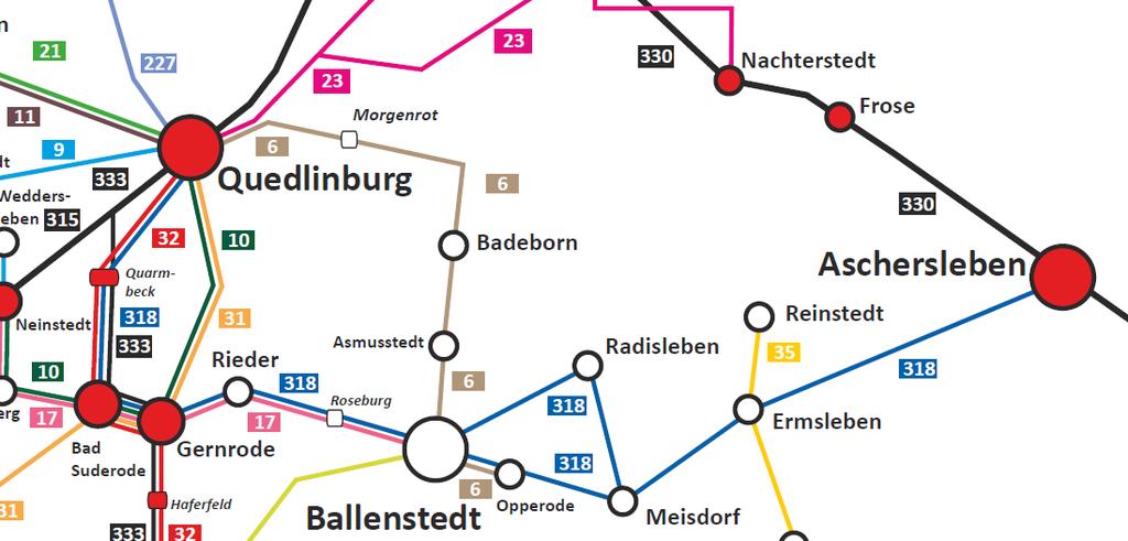 IV. HVB - Harzer Verkehrsbetriebe GmbH IV.1. Liniendaten Linie 318 Liniendaten Linienverlauf: Quedlinburg - Bad Suderode - Ballenstedt - Aschersleben Linienlänge: ca.