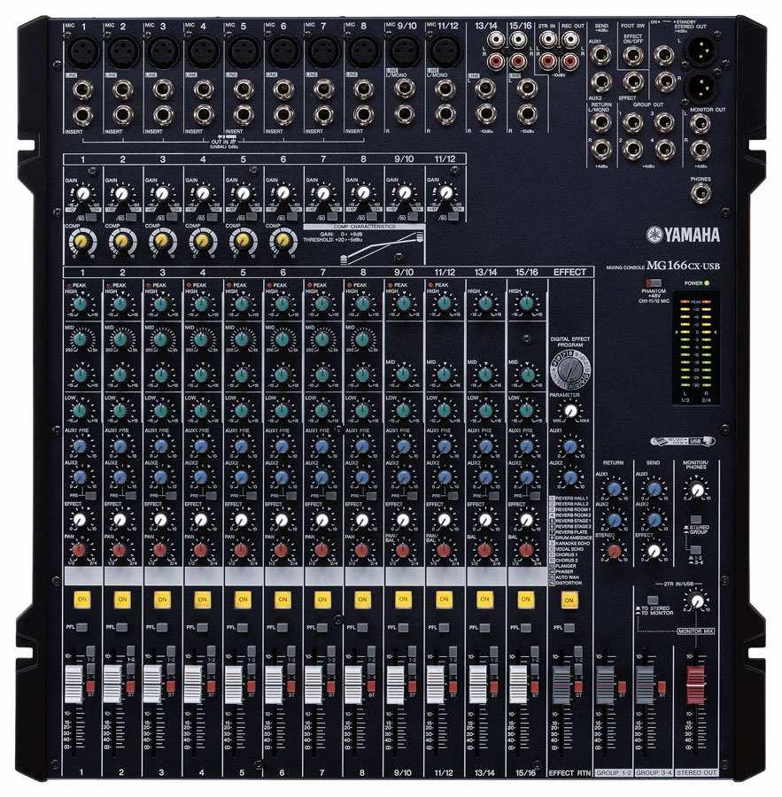 Live-Mischpulte Mixing Consoles Live Music Yamaha MG166CX USB Mixer 16 Kanäle S 3002 16 Eingangskanäle 18 Mono Mic/Line + 2 Stereo Mic/Line + 2 Stereo Line Eingang neue rauscharme, hochpräzise