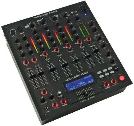 DJ Mischpulte DJ Mixing Consoles AMERICAN AUDIO MX-1400 DSP DJ-Mixer S 3006 4 Kanal, 14 PRO-Club Mixer 3 Phono, 4 Line, 4 Aux und 3 Mikrofonkanle (zuweisbar zu jedem Kanal) Digitale Effekte mit DSP