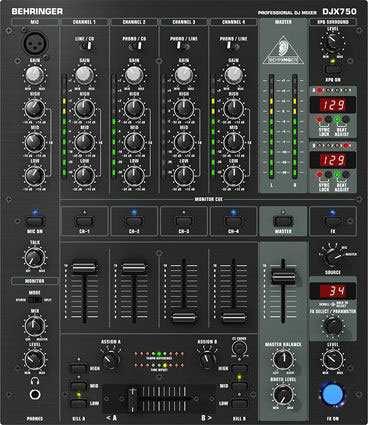 DJ Mischpulte DJ Mixing Consoles Behringer PRO Mixer DJX 750 DJ Mixer S 3007 Der Behringer DJX-750 ist ein professionell einsetzbarer Mixer mit zahlreichen Features, wie zum Beispiel Beatcounter,