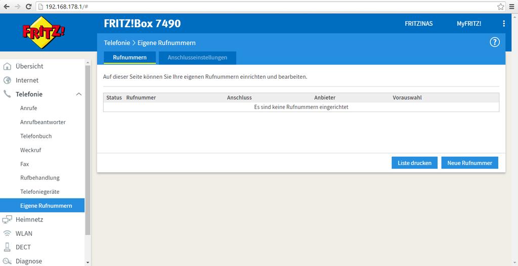 Einstellungen 1) Um auf die Fritzbox über den Webbrowser zugreifen zu können, geben Sie bitte die IP-Adresse der Fritzbox ein.