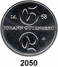 .. Vorzüglich - prägefrisch 80,- 2050 1523 A 10 Mark 1968 Gutenberg .