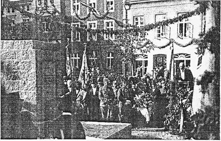 Würdigung Einweihungsfeierlichkeit des Kriegerdenkmals am 16.06 1929.
