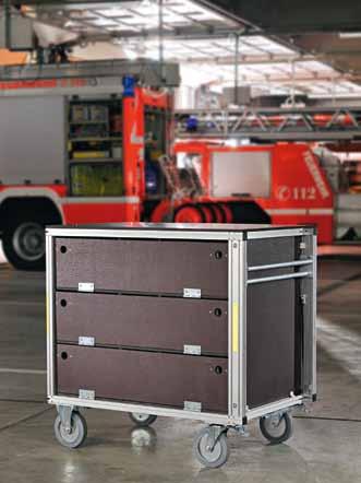 Rollcontainer Rollcontainer für Atemschutzgeräte Rollcontainer für die sichere und geschützte Lagerung und ergonomische Entnahme von sechs Atemschutzgeräten