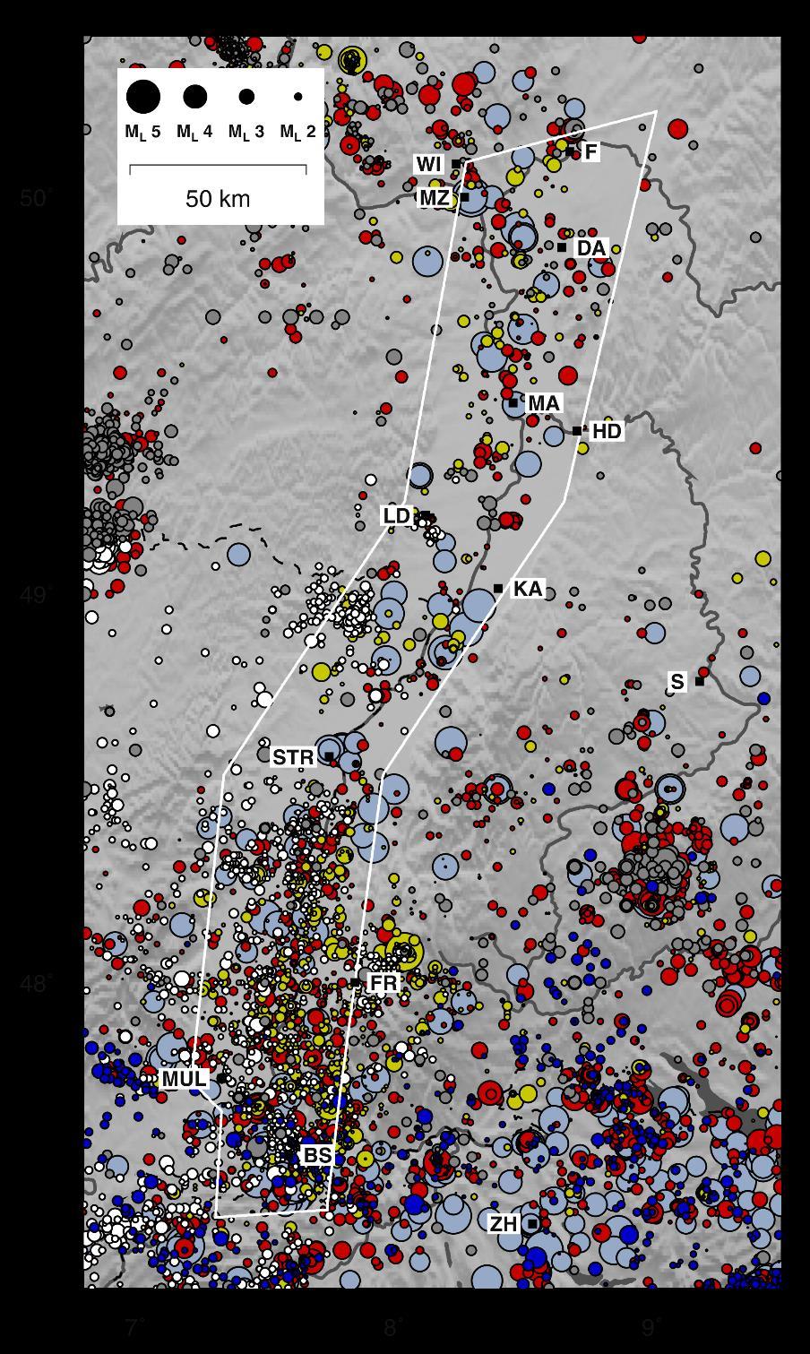 Seismizität im Umfeld des Projekt-Standorts Erdbeben-Kataloge LGRB nrift ReNaSS BGR ECOS Cenec
