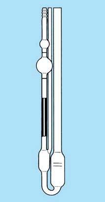 Ubbelohde-Viskosimeter, normale Form Viskosimeter mit hängendem Kugelniveau zur Bestimmung der absoluten und der rela tiven kinematischen Viskosität von Flüssigkeiten mit newtonschem Fließverhalten.