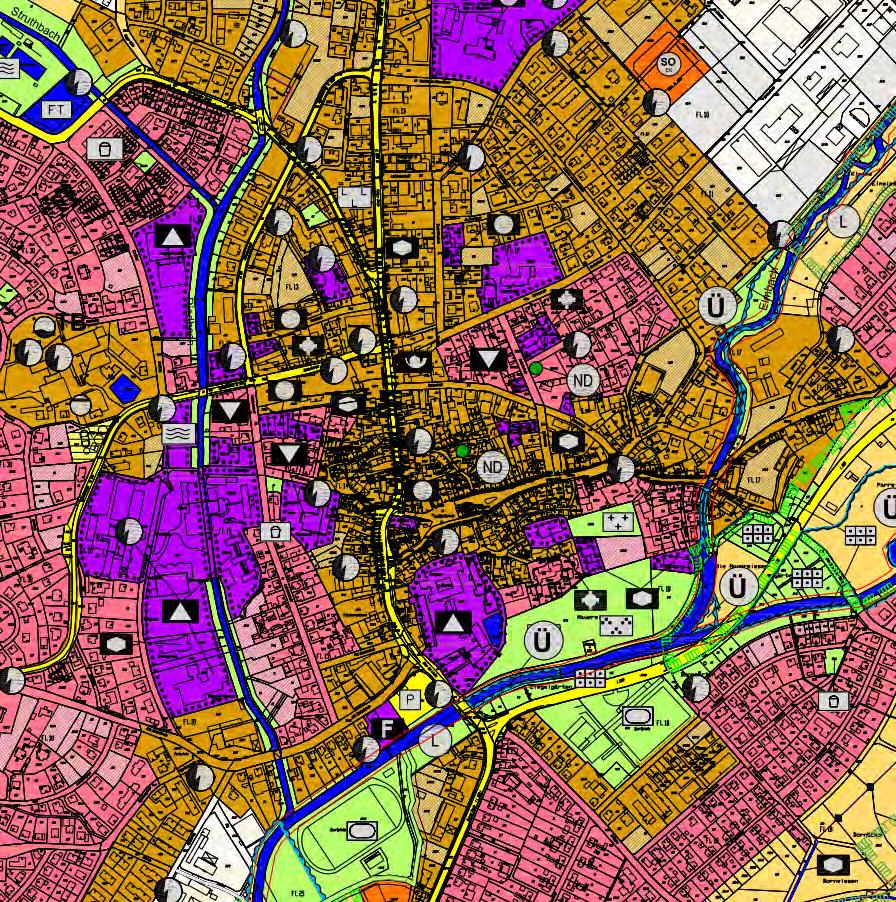 3.1 STÄDTEBAULICHE RAHMENBEDINGUNGEN 45 3.1.2 Flächennutzung Im Flächennutzungsplan der Stadt Schlüchtern (März 2006) ist das Fördergebiet zum Großteil als gemischte Baufläche dargestellt.