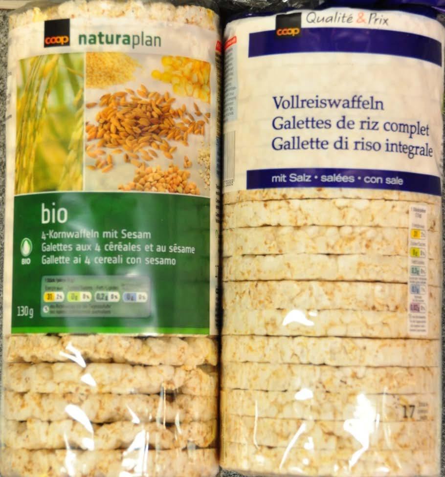 Kinderlebensmittel Marke Preis je 100 g Bio Reis-Mais-Waffeln, Migros 0.