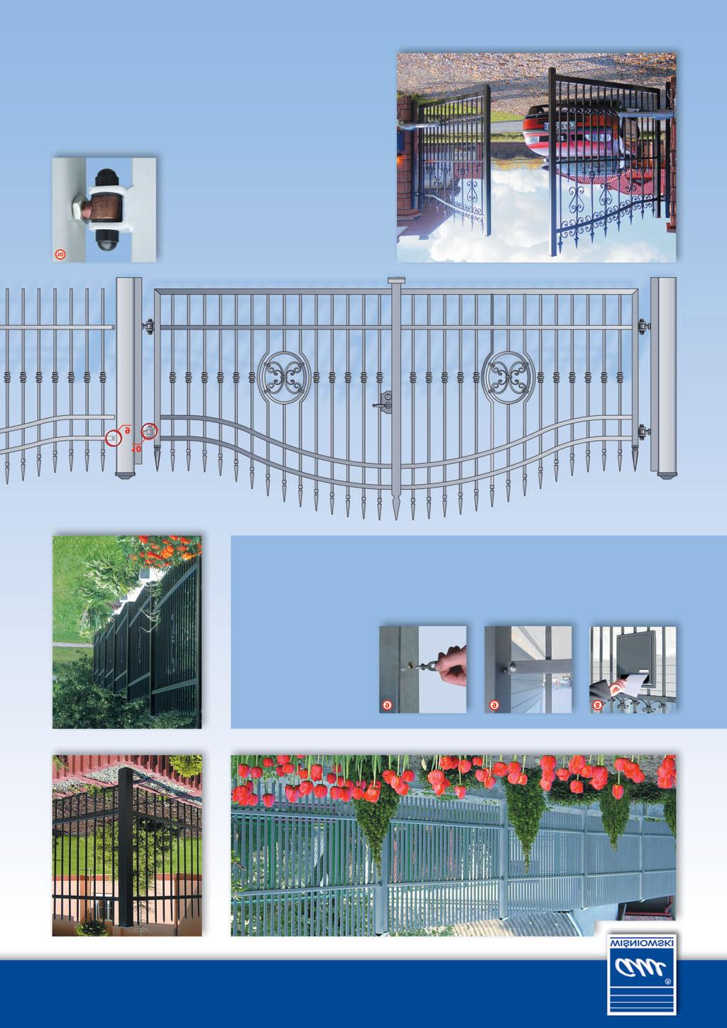 Einfache und schnelle Zaunmontage ist auch bei Gefällen durch Anwendung der getrennten Zaunfelder sowie der im Pfosten montierten Halter möglich.