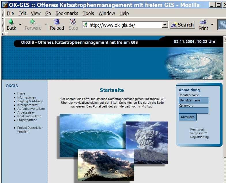 GIS im Katastrophenmanagement Mitarbeit im Projekt OK-GIS -> http://www.ok-gis.