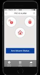 Wählen Sie ein Passwort, wenn gewünscht. Drücken Sie [OK] um ins Hauptmenü der App zu gelangen. Nun ist es möglich die HomeSecure PRO Alarmanlage über die App aus der Ferne zu bedienen.